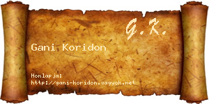 Gani Koridon névjegykártya